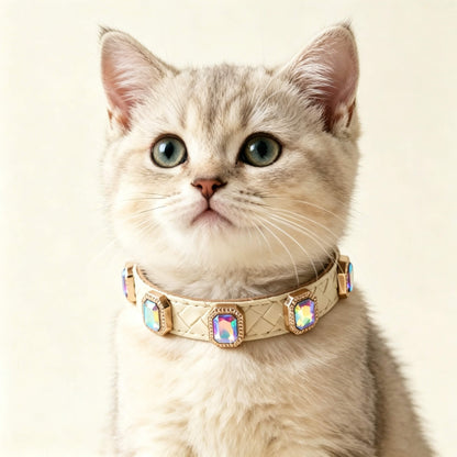Pet Dog Woven Texture Rhinestone Collar