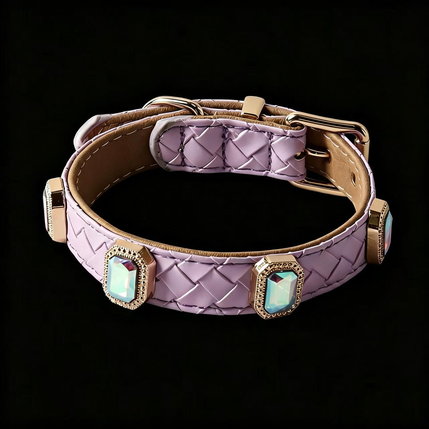 Pet Dog Woven Texture Rhinestone Collar