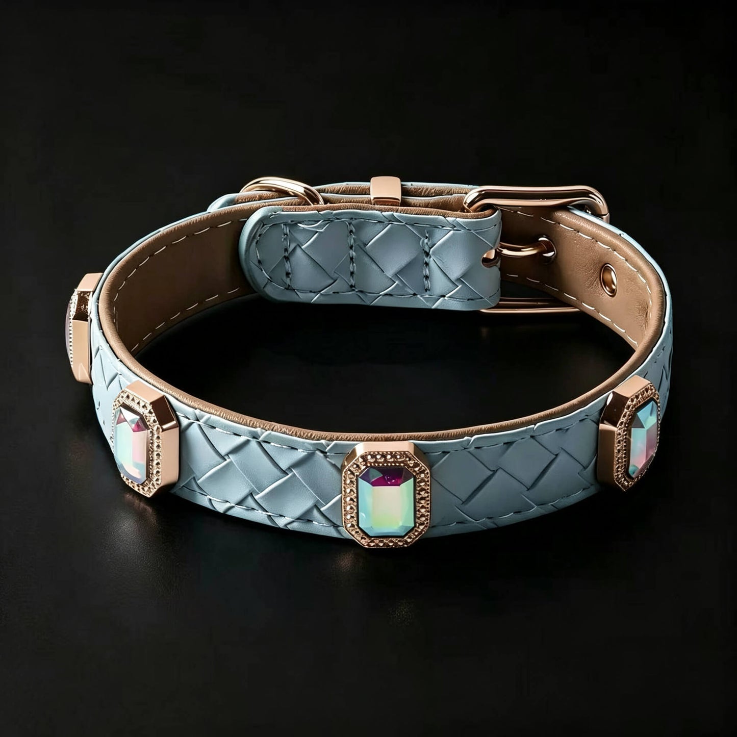 Pet Dog Woven Texture Rhinestone Collar
