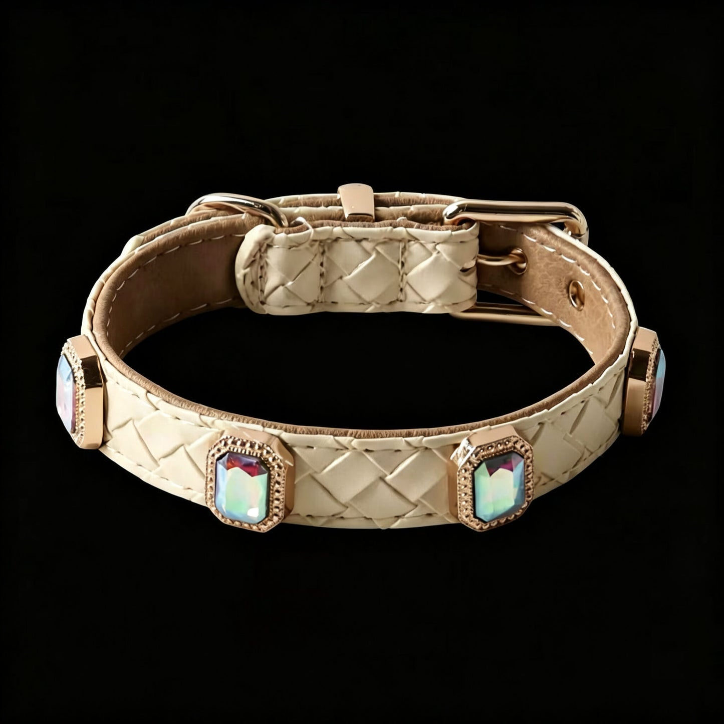 Pet Dog Woven Texture Rhinestone Collar