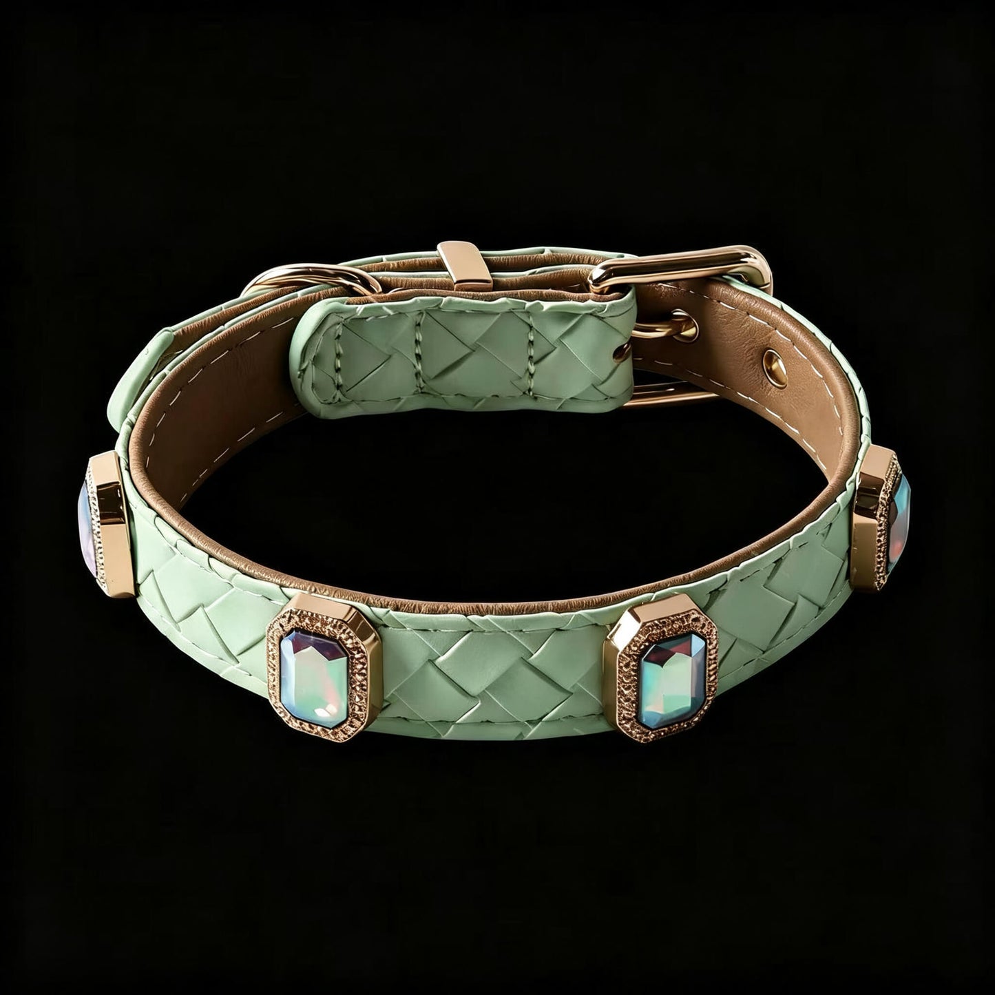 Pet Dog Woven Texture Rhinestone Collar