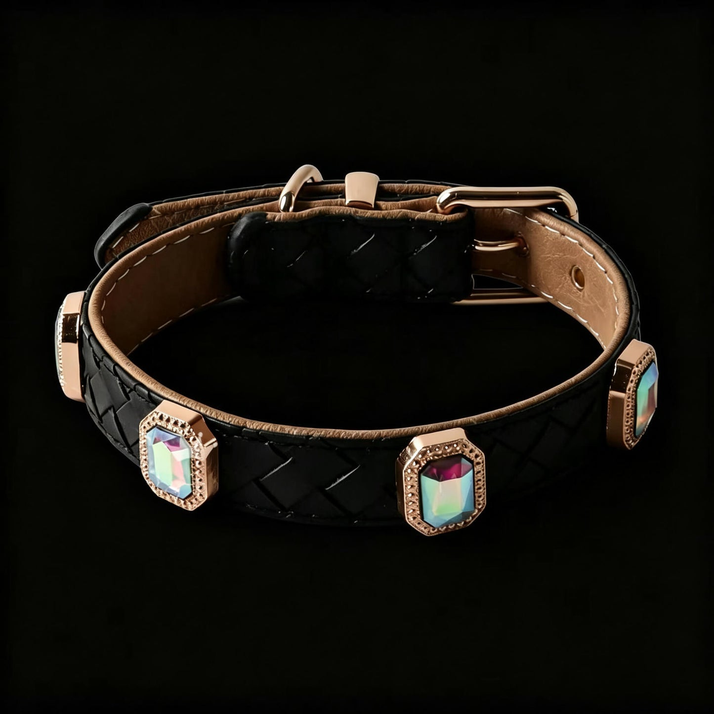 Pet Dog Woven Texture Rhinestone Collar