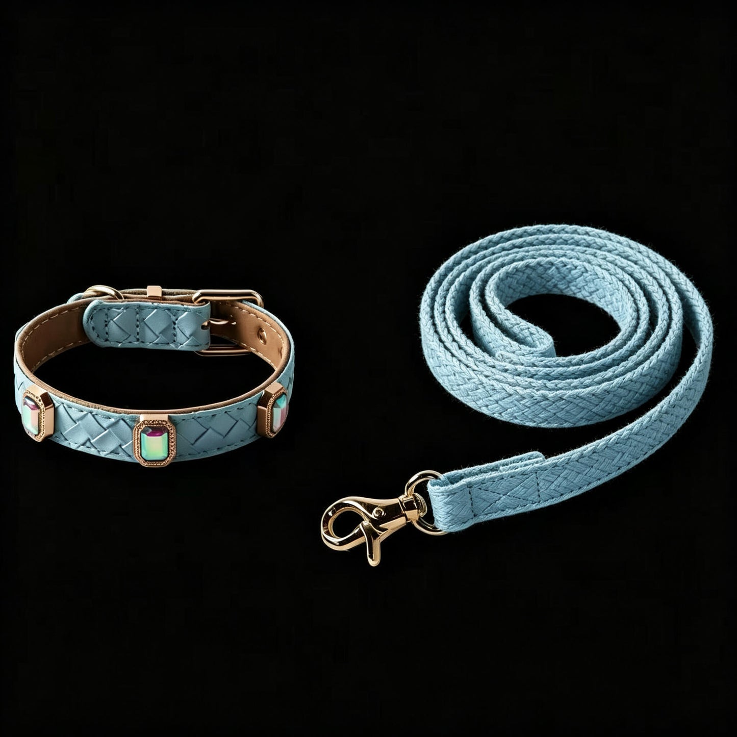 Pet Dog Woven Texture Rhinestone Collar