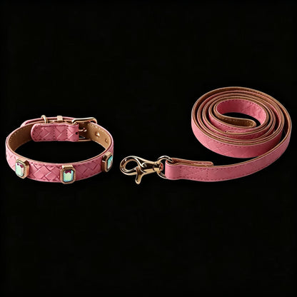 Pet Dog Woven Texture Rhinestone Collar