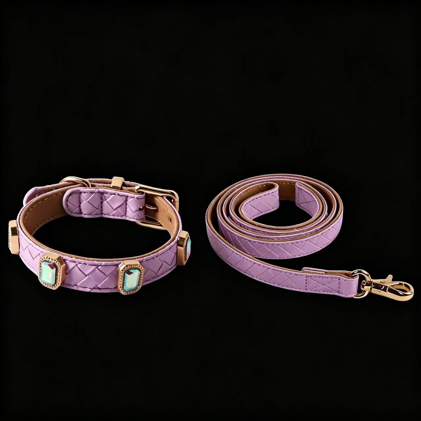 Pet Dog Woven Texture Rhinestone Collar