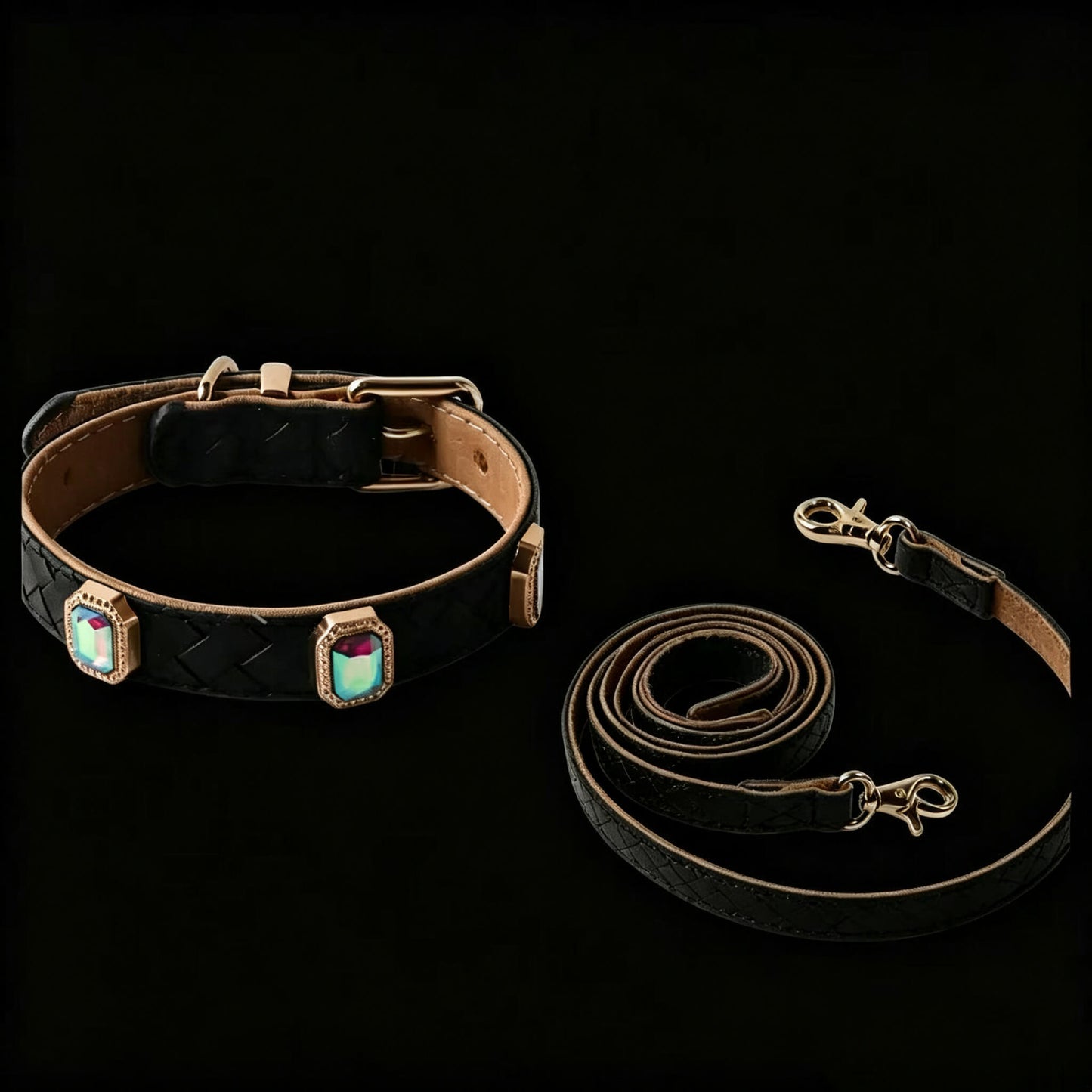 Pet Dog Woven Texture Rhinestone Collar