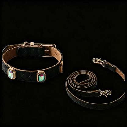 Pet Dog Woven Texture Rhinestone Collar