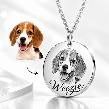 Custom Pet Portrait Engraved Necklace