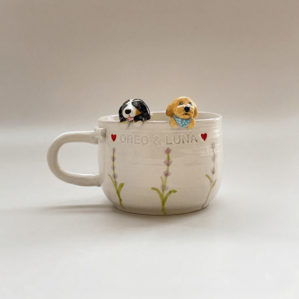 Custom Pet Mug -3D Dog or Cat Figurine Cup, Personalized Handmade Ceramic Mug,Memorial Gift for Pet Lovers,Personalized Pet Mug Coffee Cup