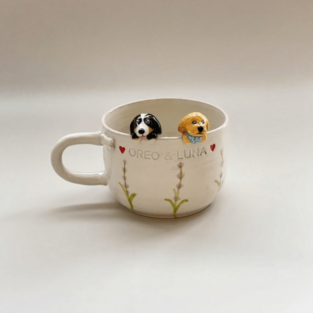 Custom Pet Mug -3D Dog or Cat Figurine Cup, Personalized Handmade Ceramic Mug,Memorial Gift for Pet Lovers,Personalized Pet Mug Coffee Cup