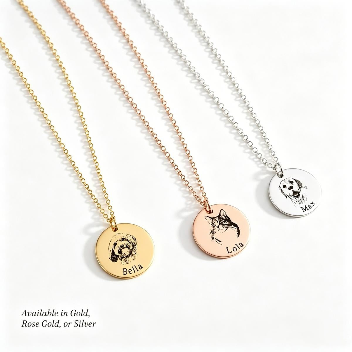 Custom Pet Portrait Engraved Necklace