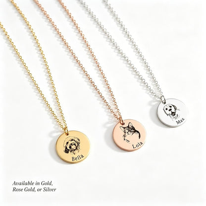 Custom Pet Portrait Engraved Necklace