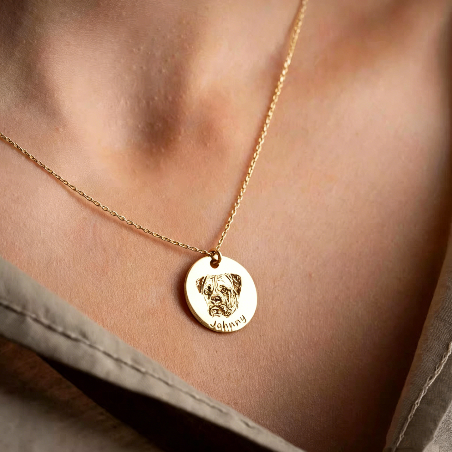 Custom Pet Portrait Engraved Necklace