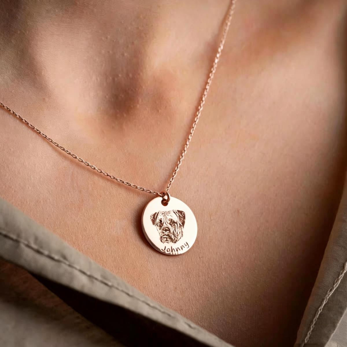 Custom Pet Portrait Engraved Necklace