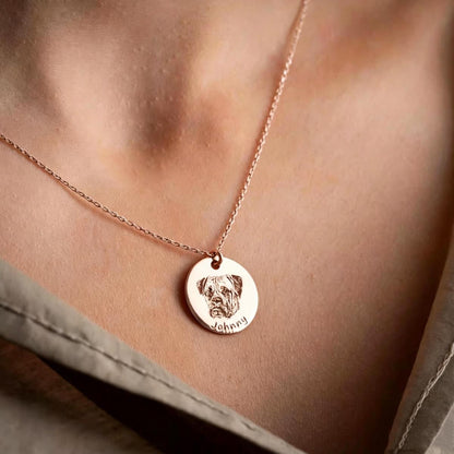 Custom Pet Portrait Engraved Necklace