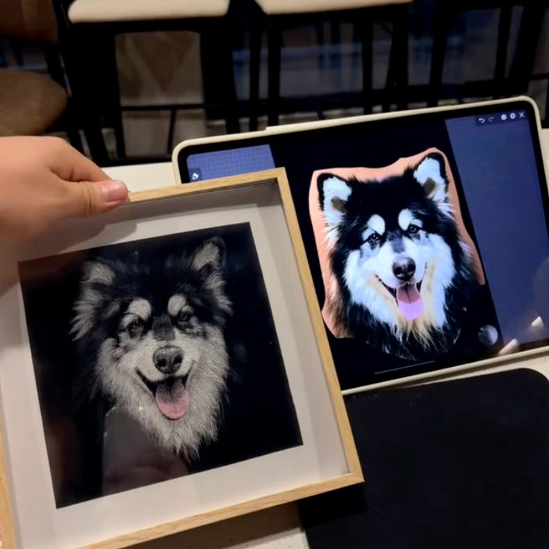 Custom 3D Pet Carving Acrylic Portrait