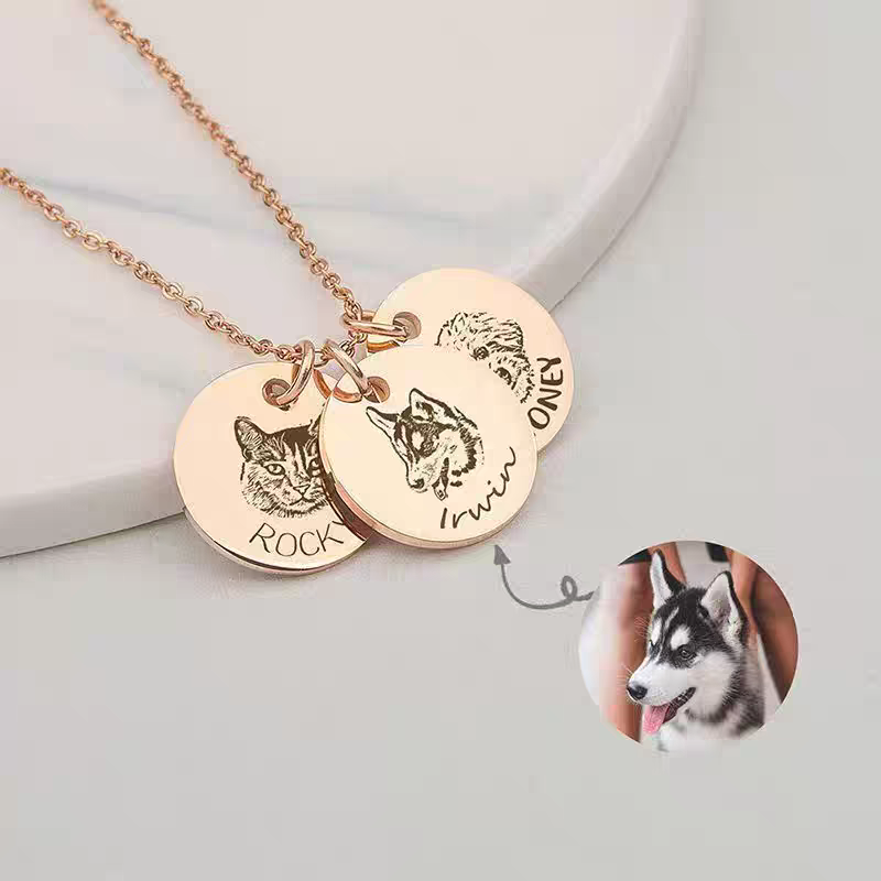 Custom Pet Portrait Engraved Necklace