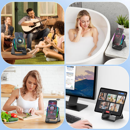 The wireless induction bluetooth speaker has a stylish, exquisite and technological design, which is the great gift for birthday gift, Christmas, Valentine's Day, Mother's Day, Father's Day, Thanksgiving